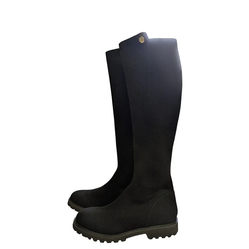 Vivaia Filipa Round Toe Stretchy Wool Knee High Boots Black 9